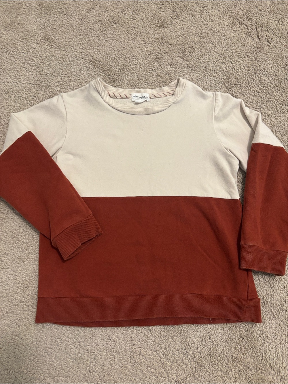Miles the label Kids Colorblock Crewneck Sweatshirt in Cream and Rust